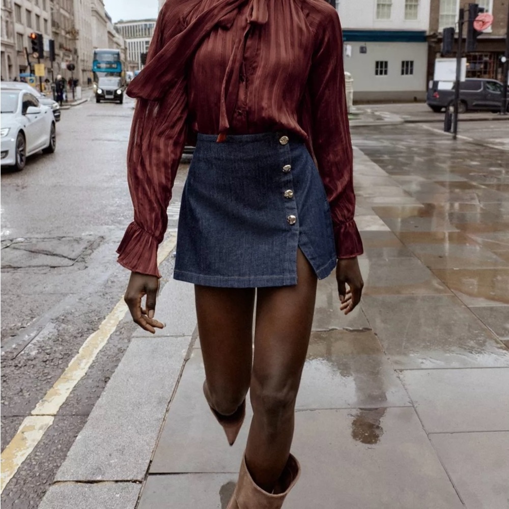 Zara button wrap skort